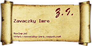 Zavaczky Imre névjegykártya